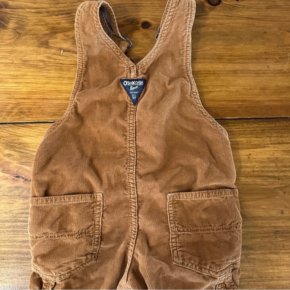 Oshkosh Bgosh 3T Toddler Tan Overalls Vestbak Lined Plaid Red Cotton - Picture 4 of 7